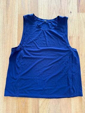 Lululemon Royal Blue Performance Tank Top, No Tag, Measurements show size 10